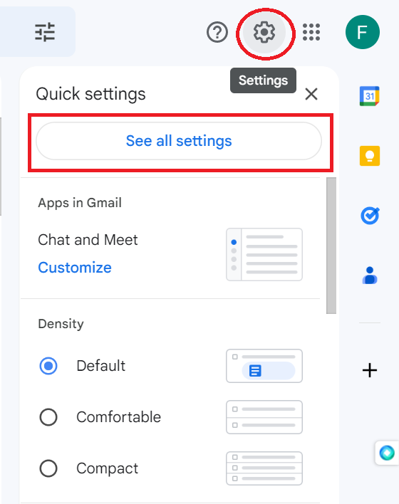 go to gmail settings